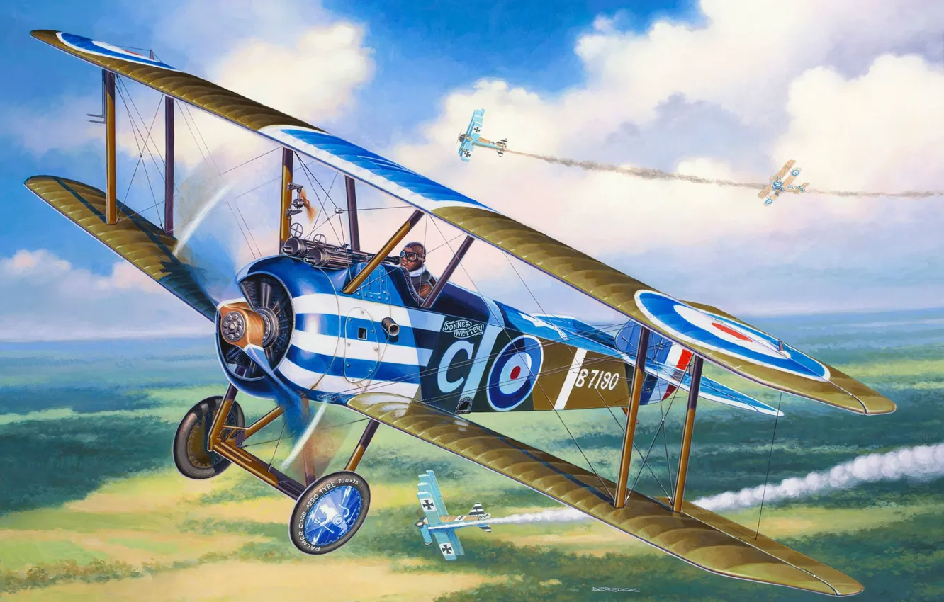 Photo wallpaper the plane, fighter, battle, art, air, British, single, aircraft