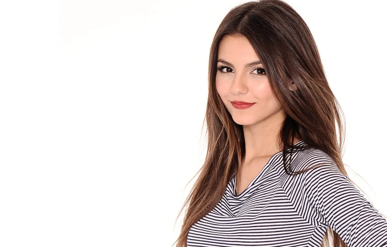 Photo wallpaper face, smile, model, hair, brunette, Victoria Justice