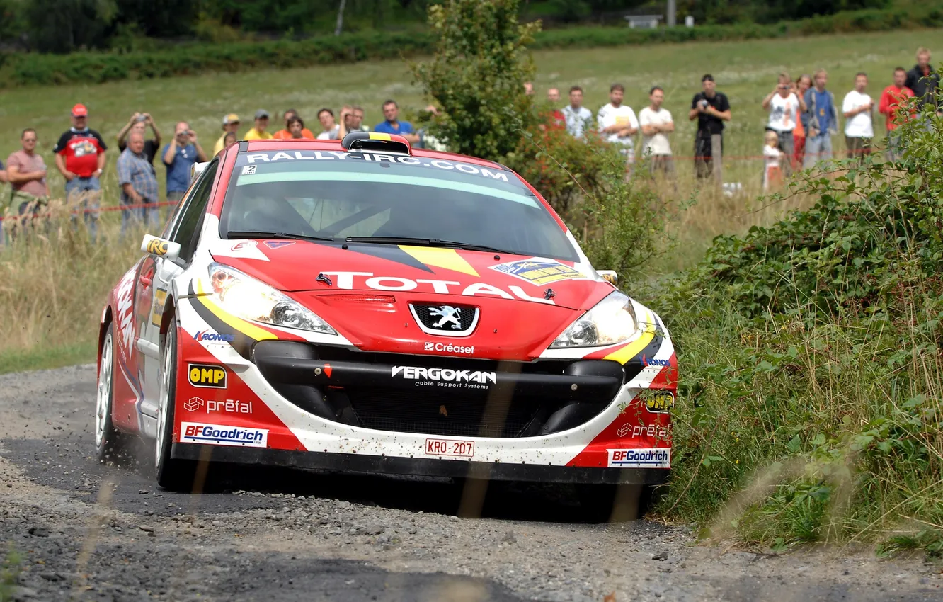 Photo wallpaper Red, Sport, People, Peugeot, WRC, Rally, Rally, The front