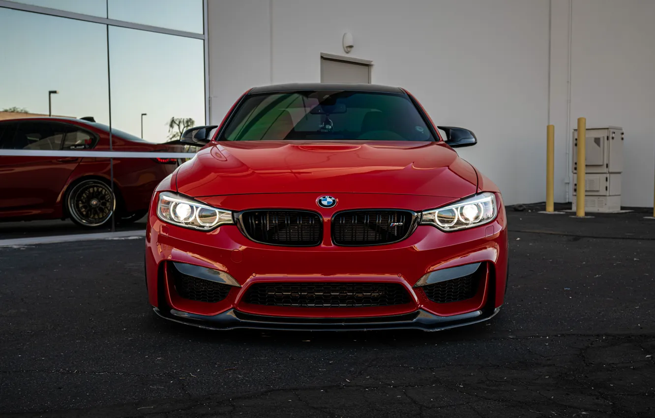 Photo wallpaper BMW, RED, Face, Reflection, F80, Sight