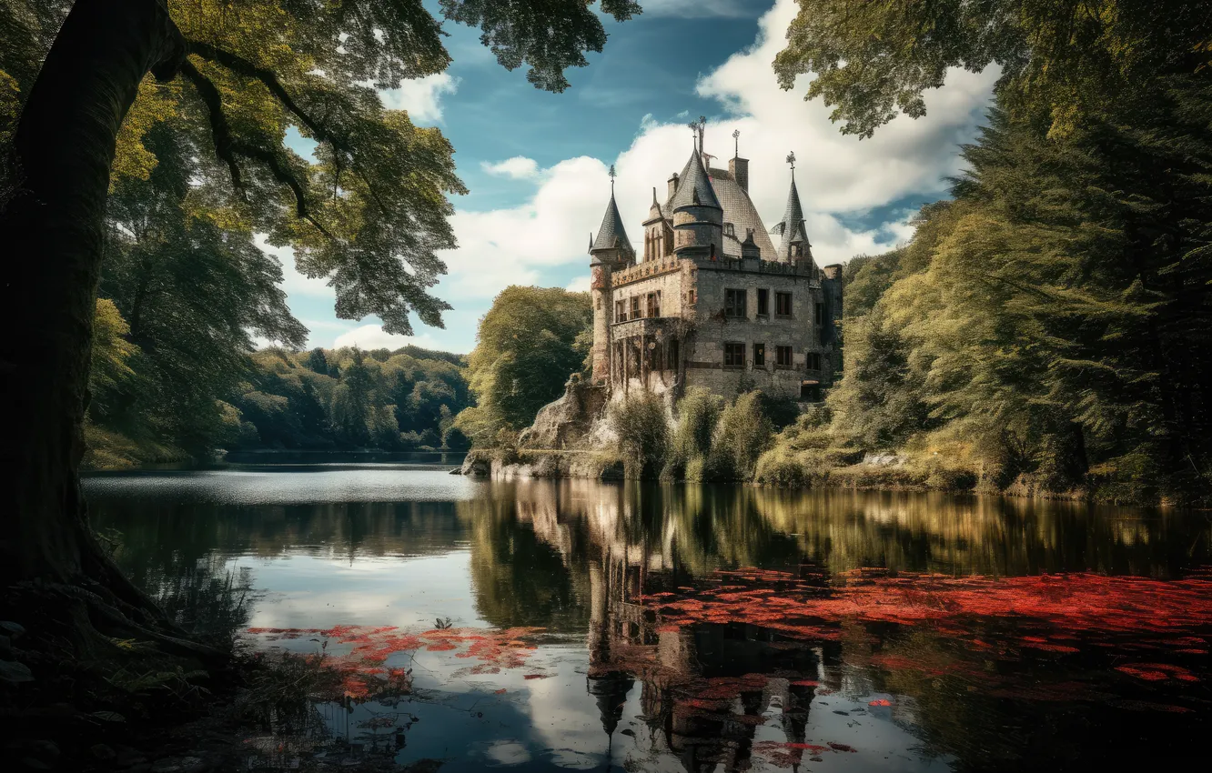 Photo wallpaper landscape, castle, landscape, beautiful, vintage, castle, ancient