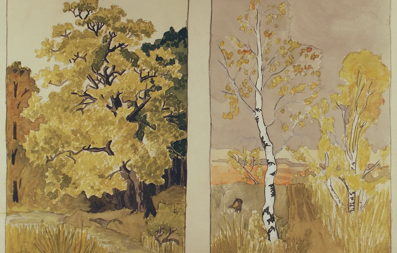 Photo wallpaper Untitled, 1907, Charles Ephraim Burchfield, Tree by Stream or Trees by Path