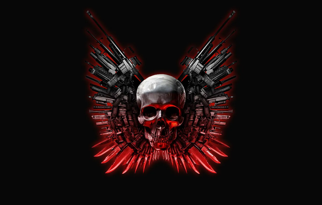 Photo wallpaper weapons, skull, The Expendables