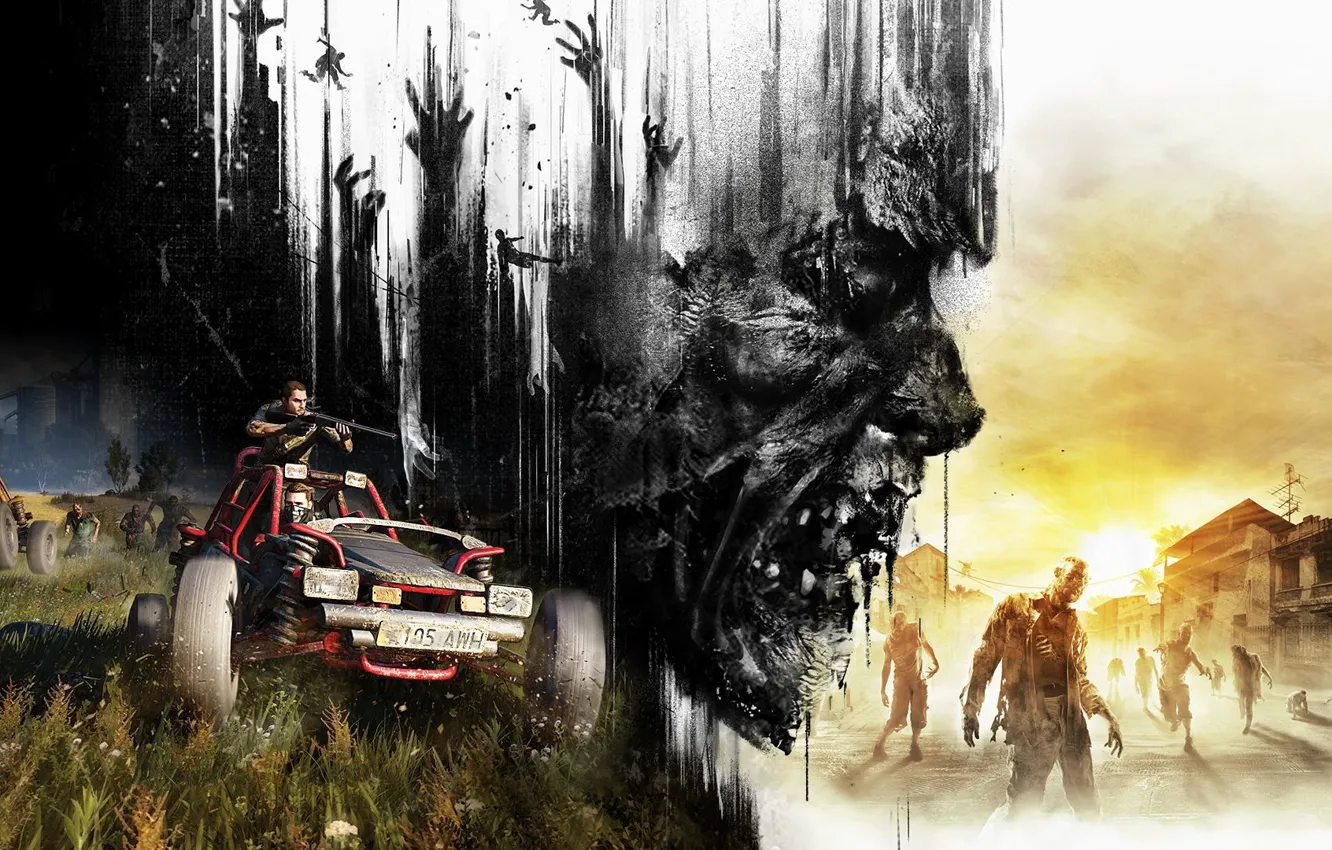 Photo wallpaper zombie, gun, game, undead, weapon, survivor, Biohazard, Dying Light