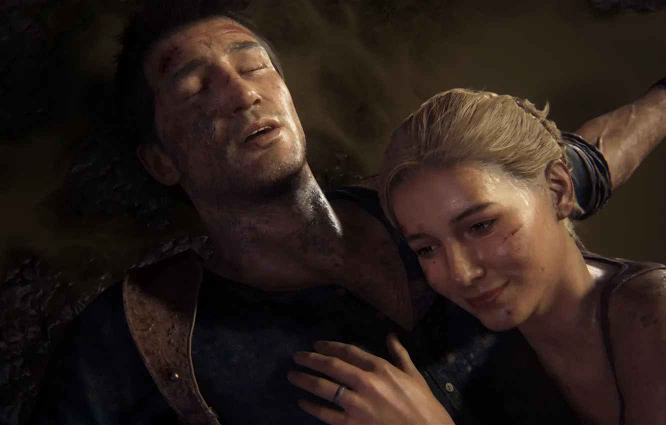 Photo wallpaper smile, Naughty Dog, Playstation 4, Uncharted 4, Nathan Drake, Elena Fisher