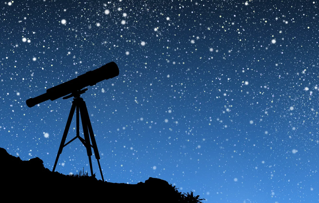 Photo wallpaper the sky, stars, vector, telescope