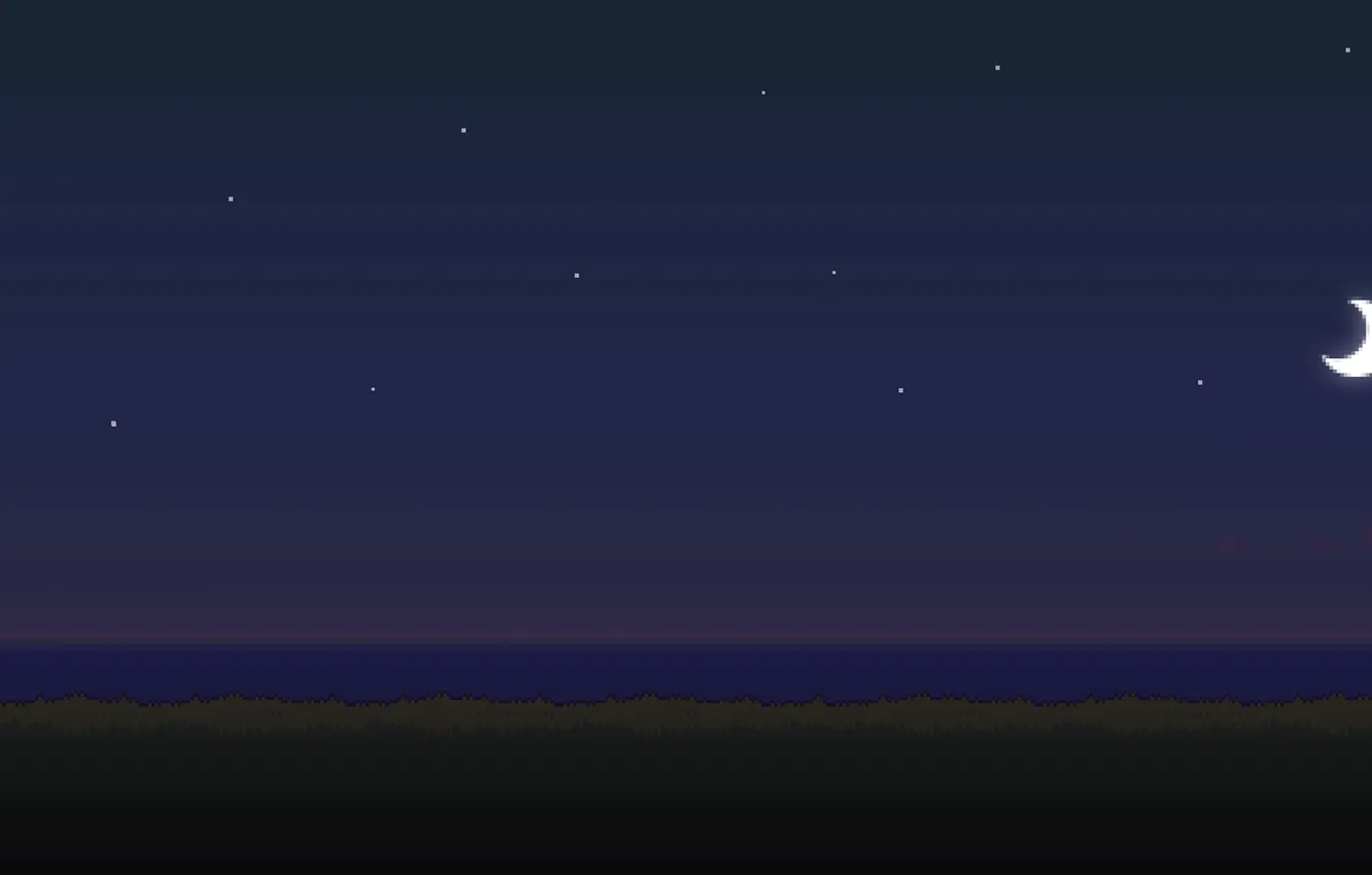 Photo wallpaper sea, stars, night, time, the moon, 8bit, days