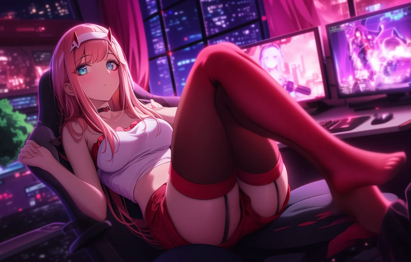 Photo wallpaper anime, art, wallpaper, pink hair, pink hair, Darling in the FranXX, Cute in France, Zero …