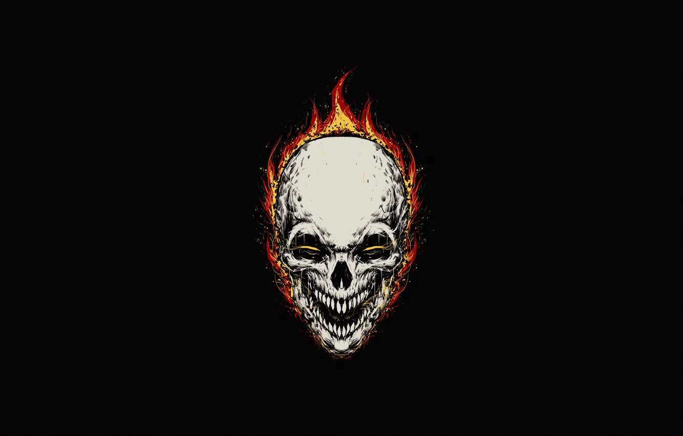 Photo wallpaper Minimalism, Skull, Fire, Style, Background, Ghost Rider, Ghost rider, Flame