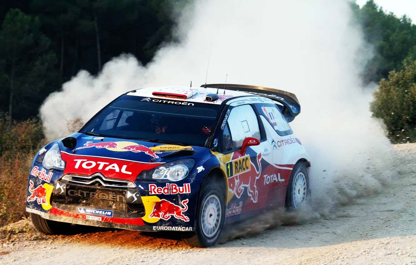 Photo wallpaper machine, sport, lights, dust, day, Citroen, Citroen, Red Bull