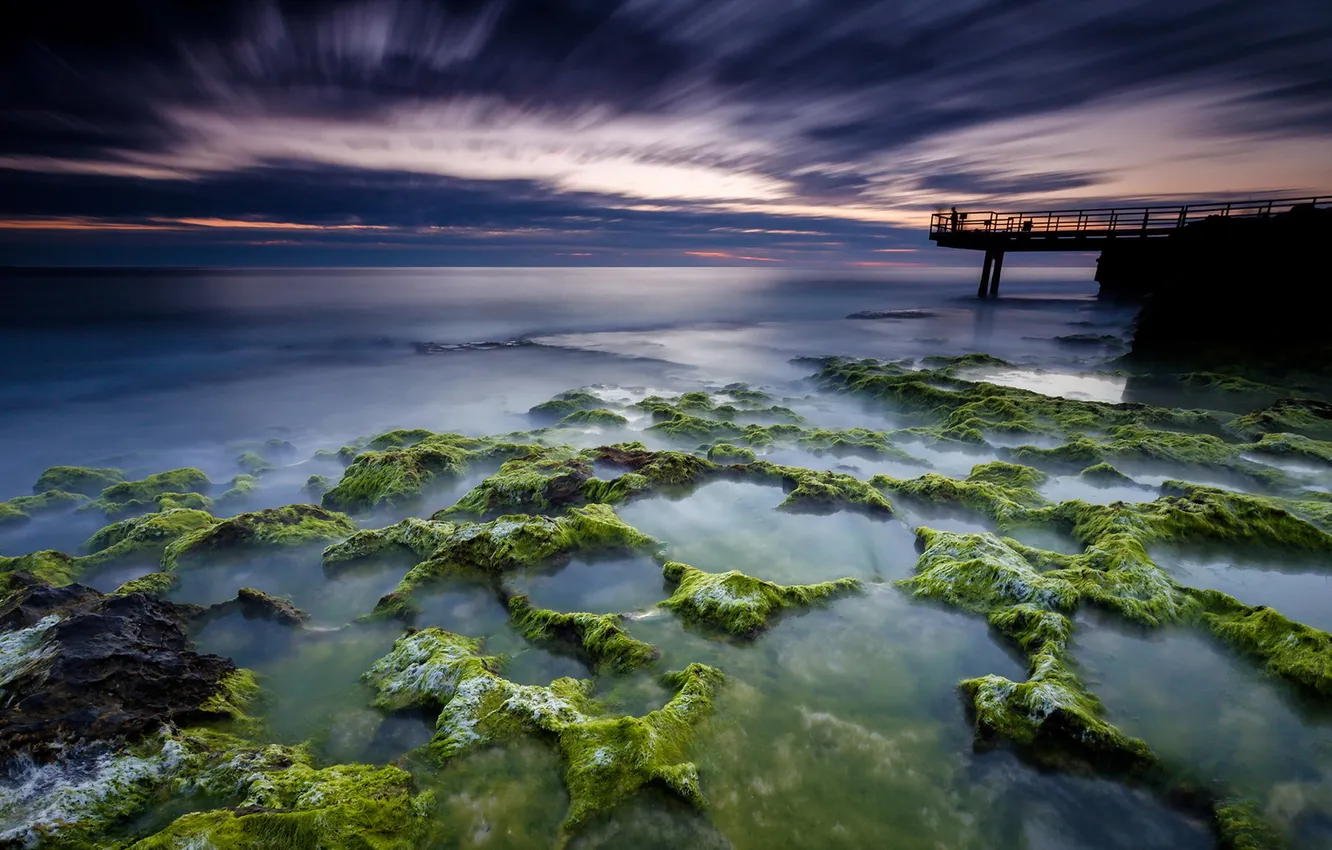 Photo wallpaper sea, landscape, sunset