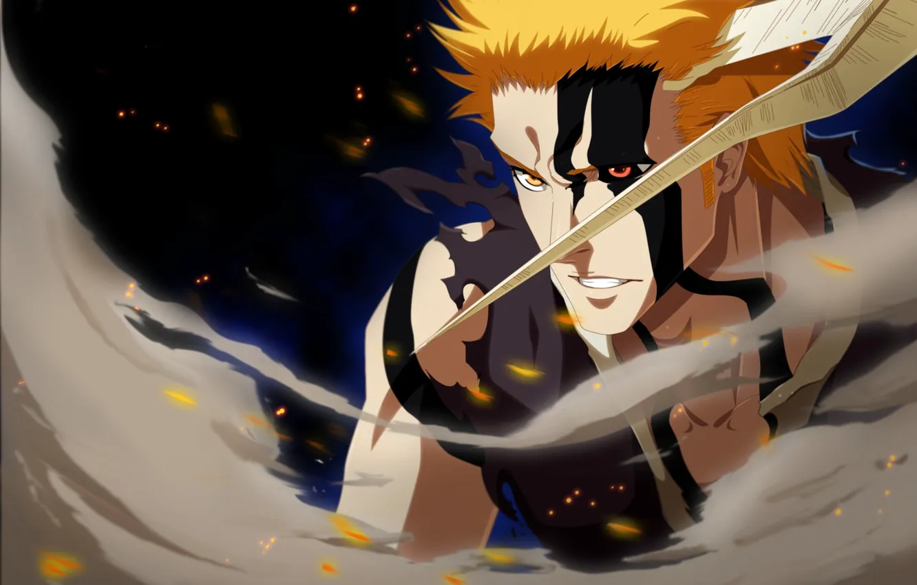 Photo wallpaper battlefield, game, Bleach, anime, power, Kurosaki Ichigo, warrior, manga