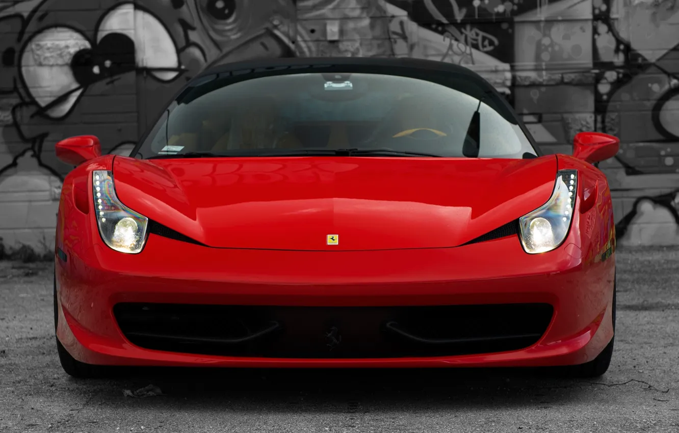 Photo wallpaper red, reflection, red, ferrari, Ferrari, Italy, the front, 458 italia