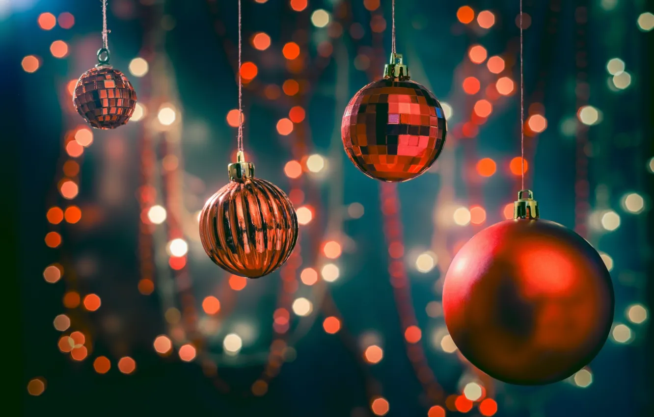 Photo wallpaper balls, glare, balls, Christmas, New year
