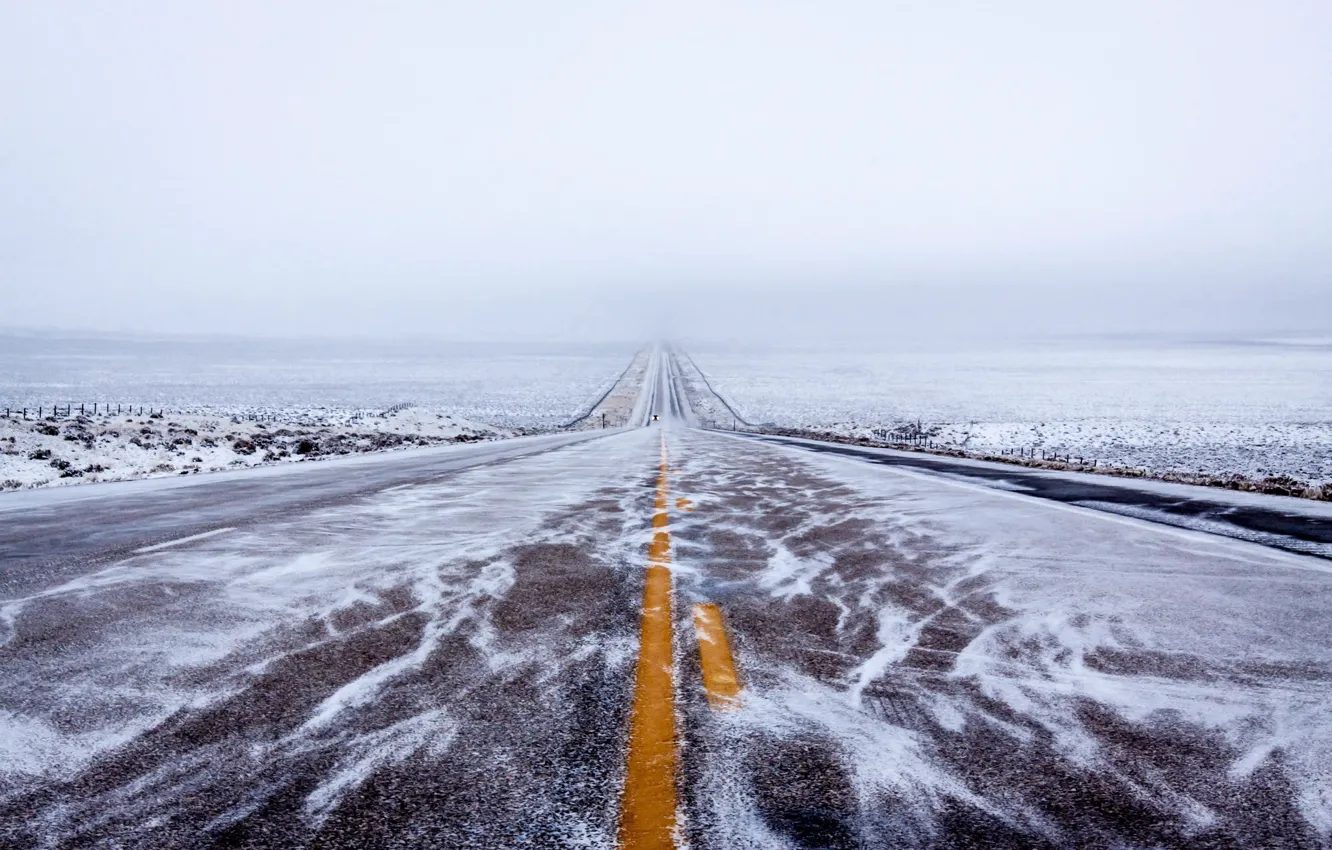 Photo wallpaper winter, road, snow, Blizzard