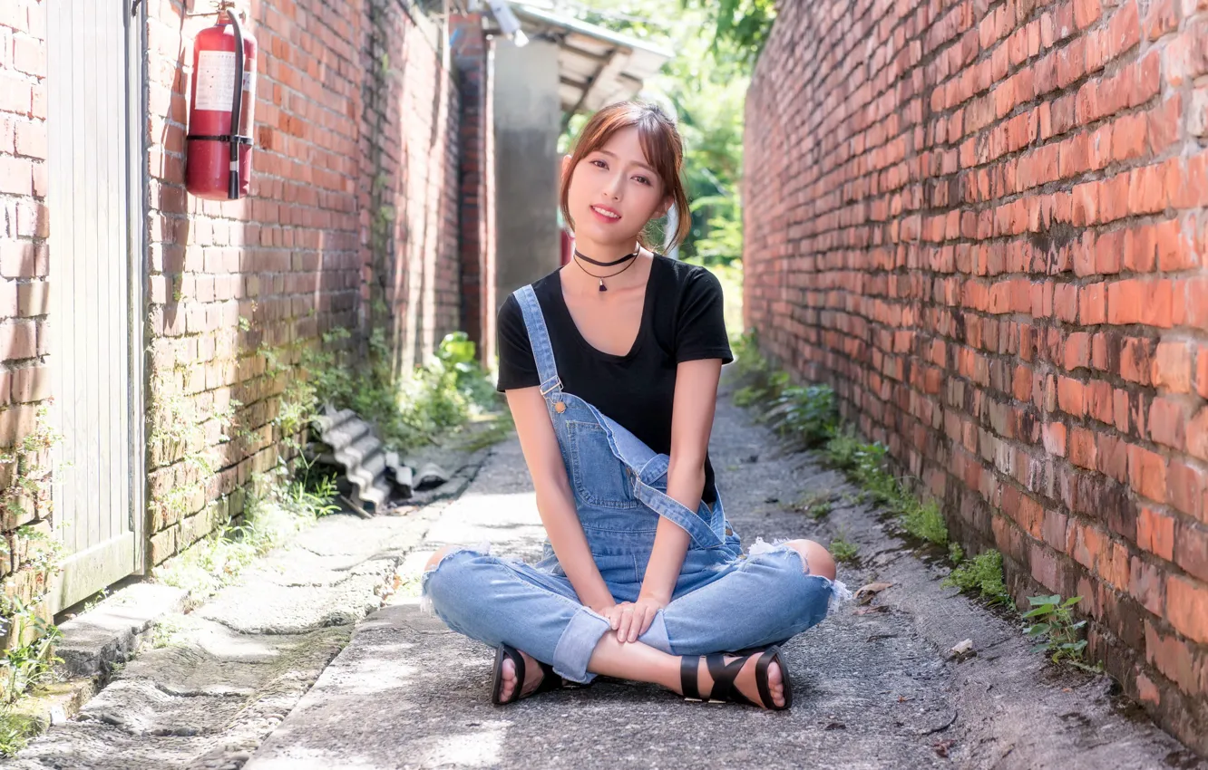Photo wallpaper girl, street, Asian