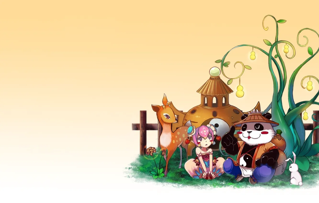 Photo wallpaper the game, Panda, girl, China, Eastern history