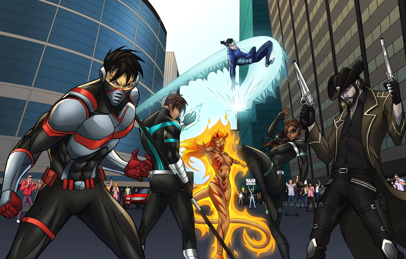 Photo wallpaper the city, superhero, characters, comic