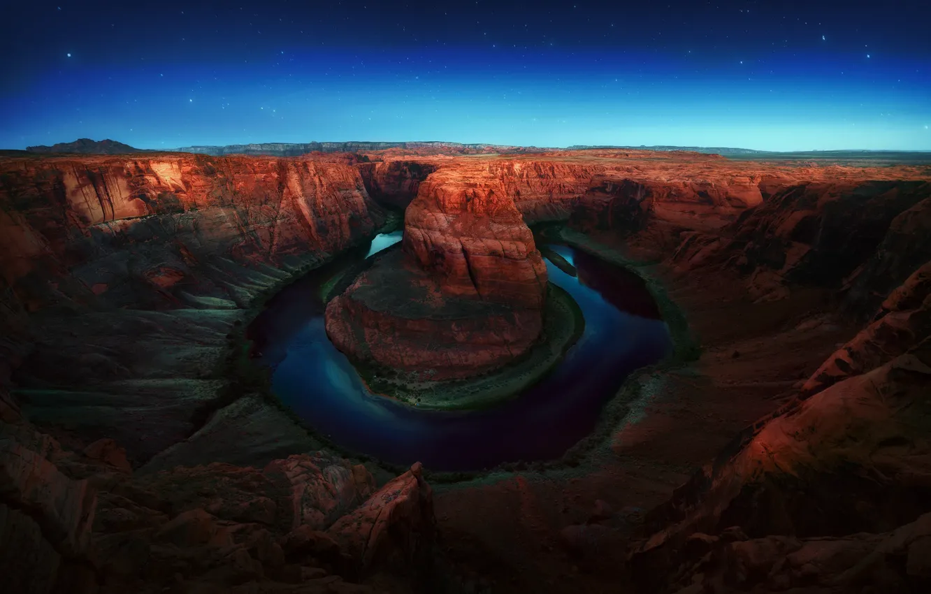 Photo wallpaper the sky, stars, night, river, Colorado, AZ, USA, the Glen canyon