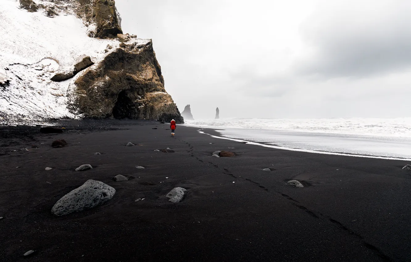 Photo wallpaper South, Iceland, Reynisfjara beach, Vik