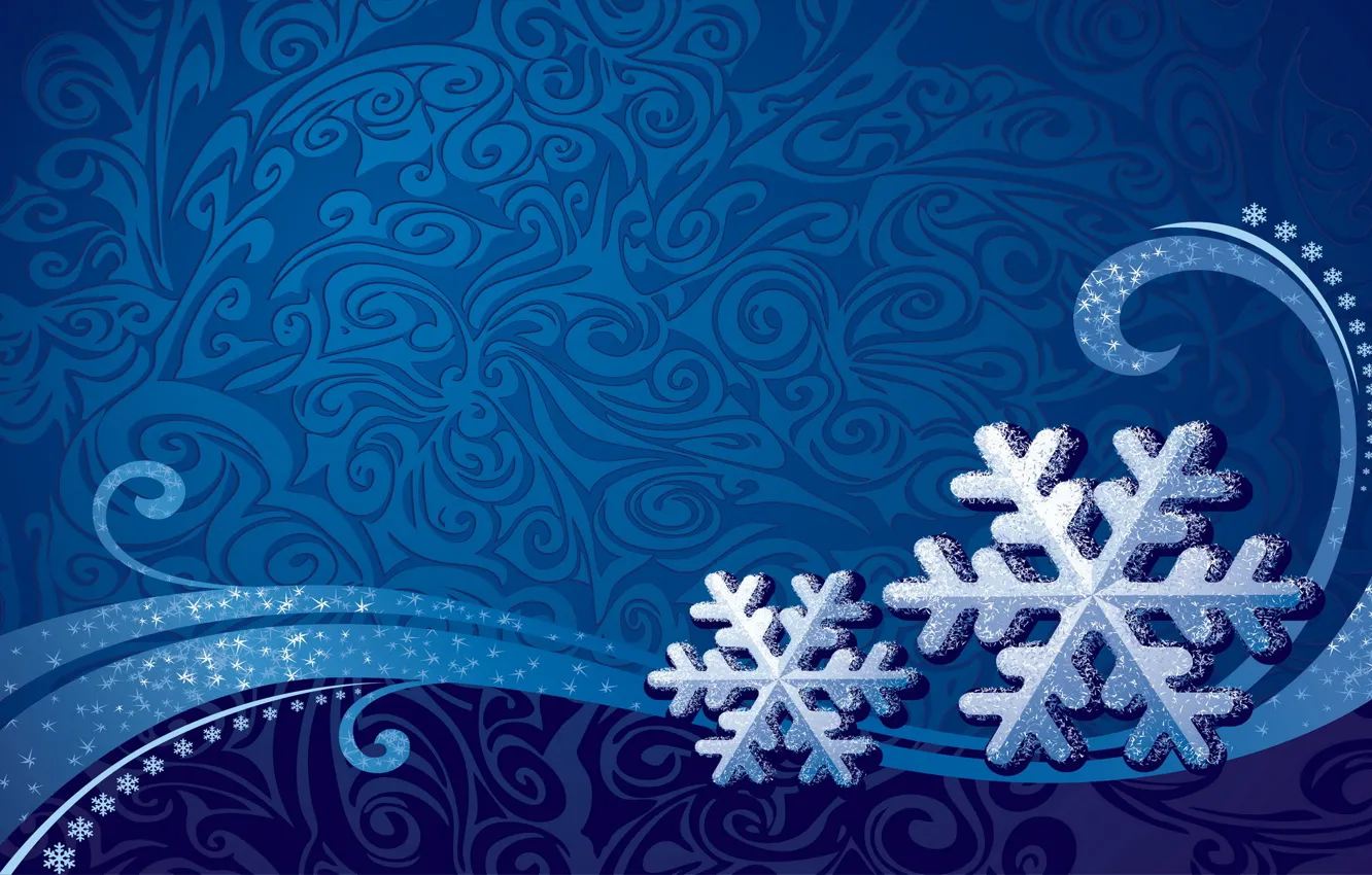 Photo wallpaper winter, snowflakes, blue, background, patterns