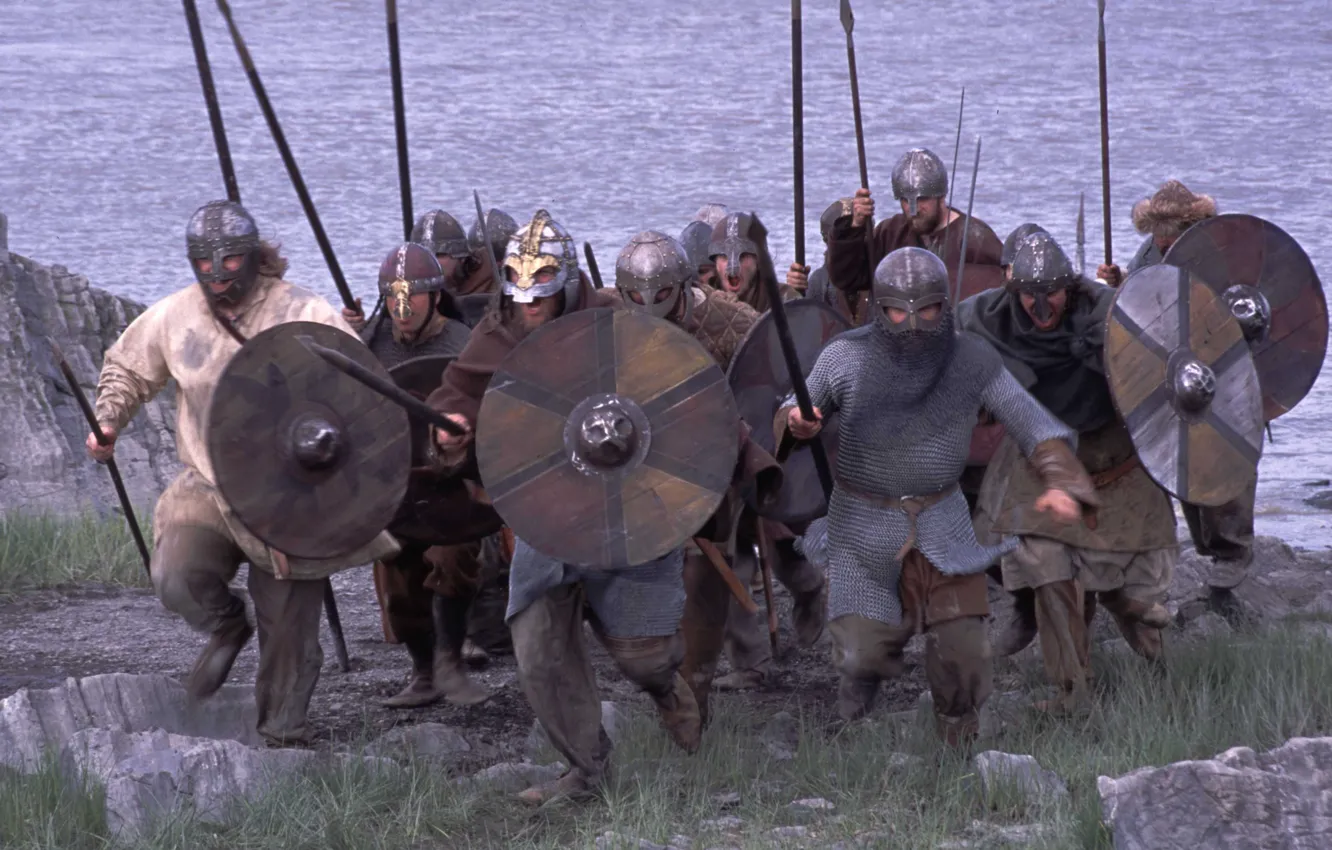 Photo wallpaper Shield, Attack, Scandinavia, The Vikings, Spears