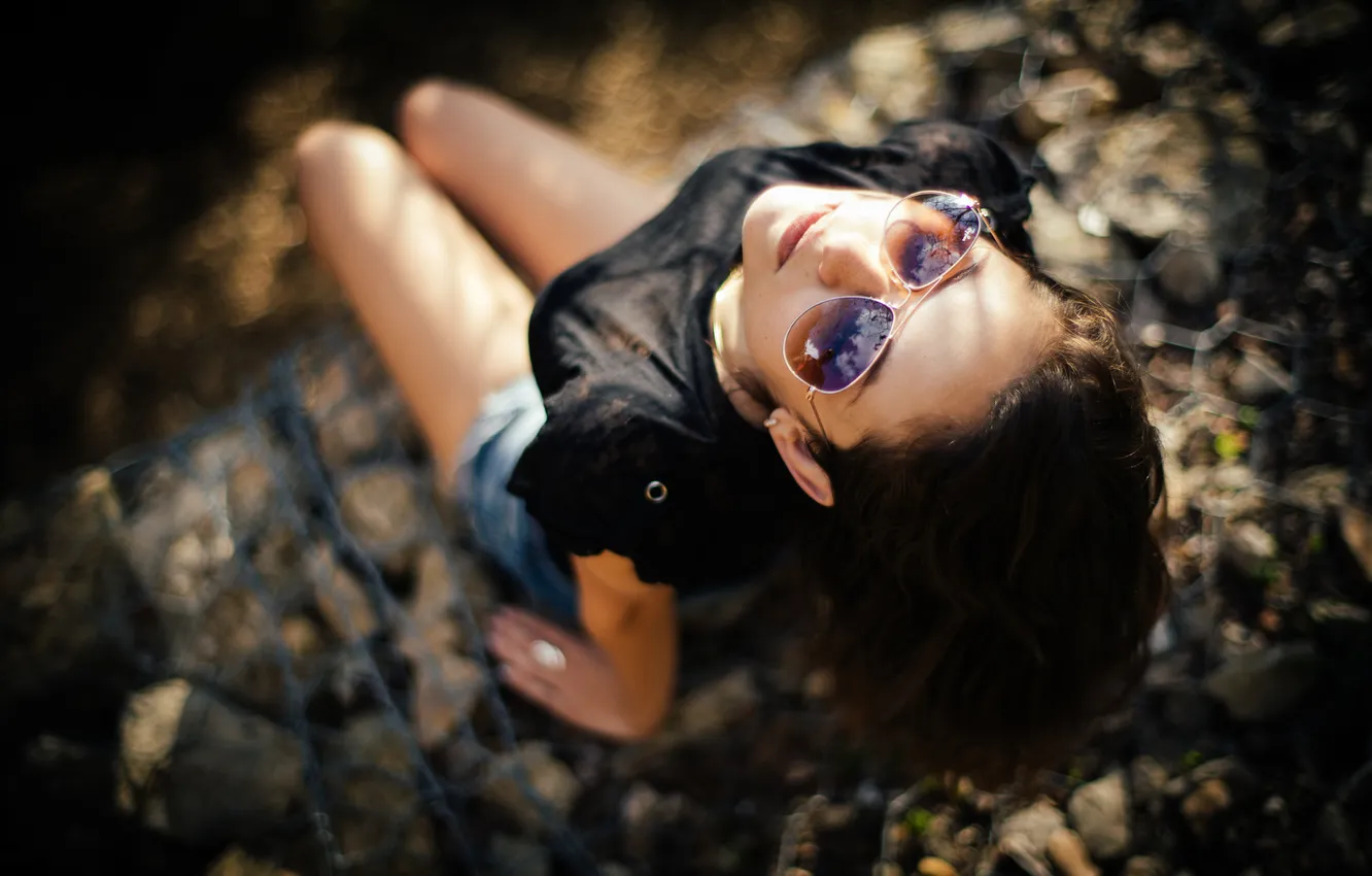 Photo wallpaper girl, brunette, glasses