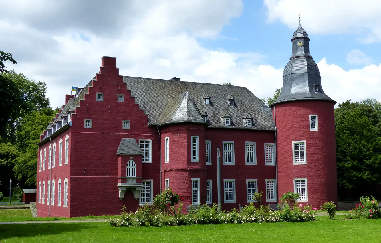 Photo wallpaper trees, design, castle, lawn, Germany, the bushes, Castle Alsdorf