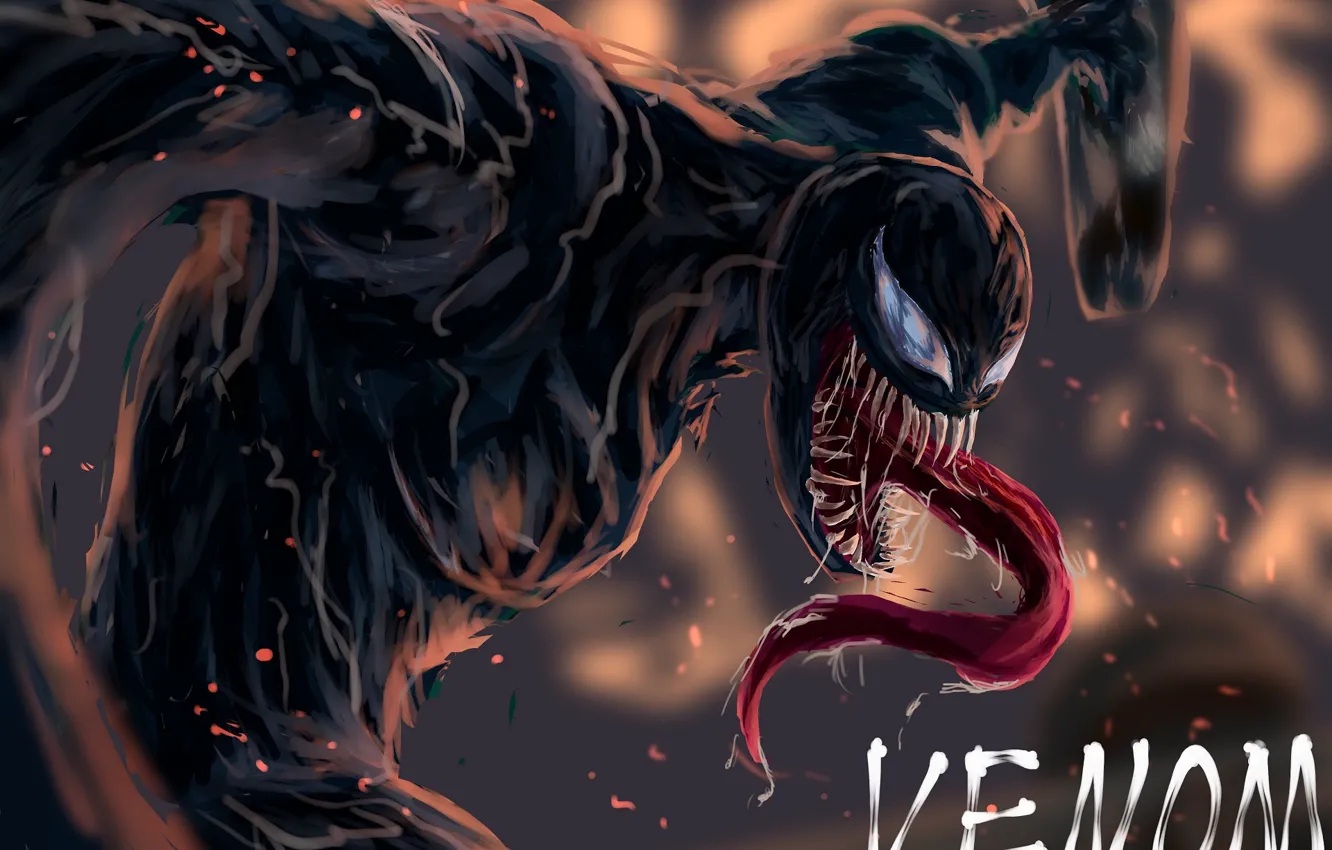 Photo wallpaper language, jump, art, mouth, comic, Venom, Venom, Symbiote