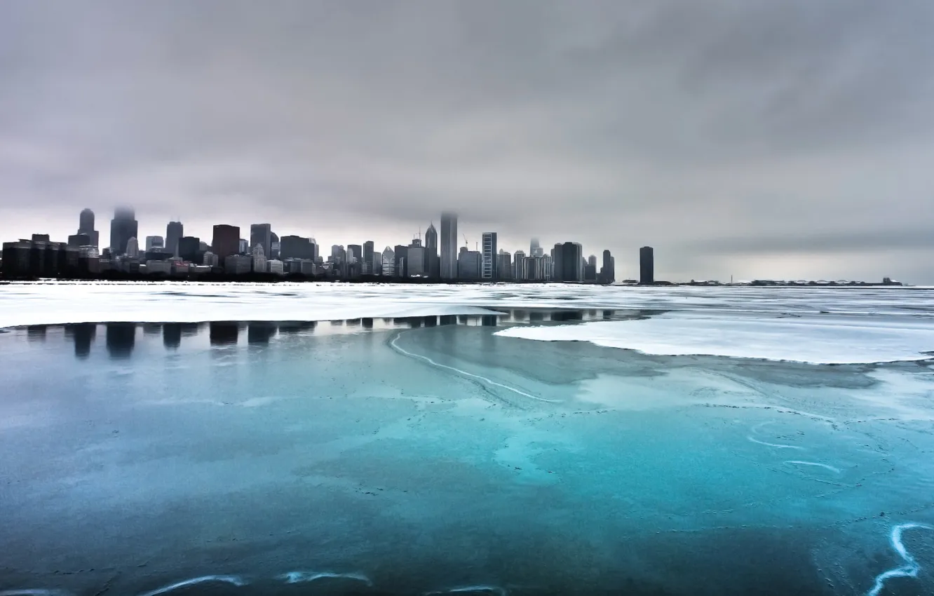Photo wallpaper cold, ice, sea, America, New York