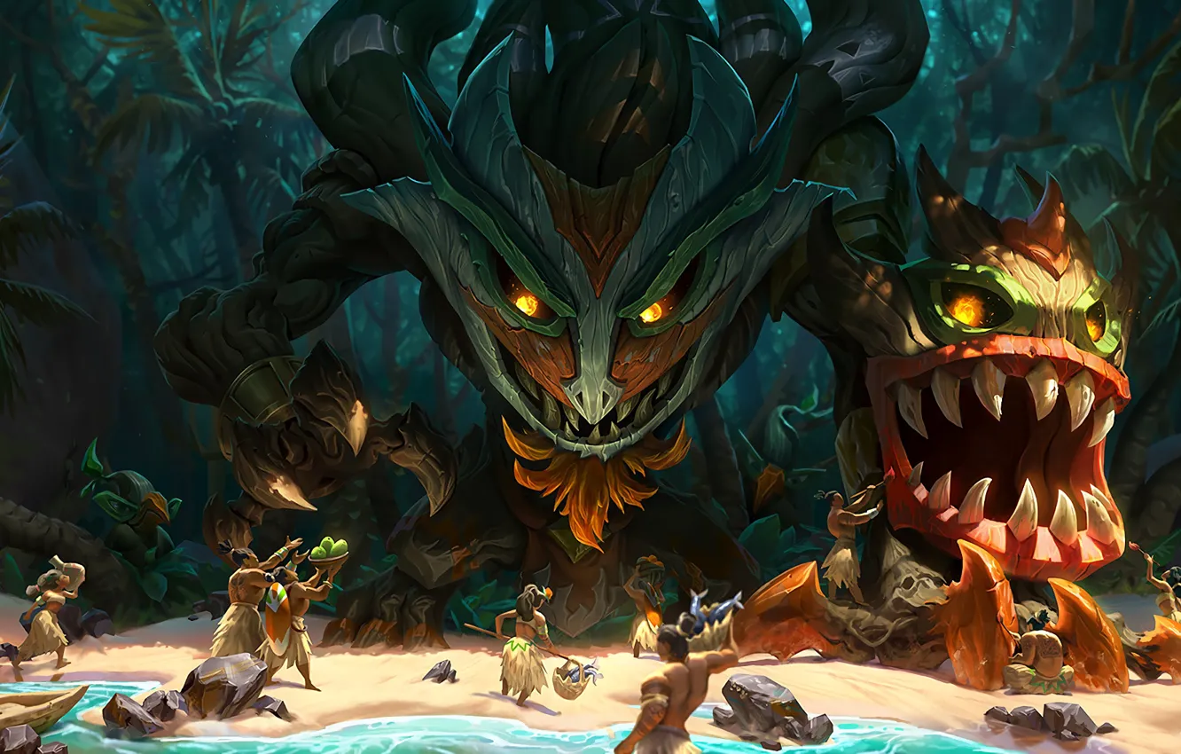 Photo wallpaper water, sand, splash art, totemic, maokai