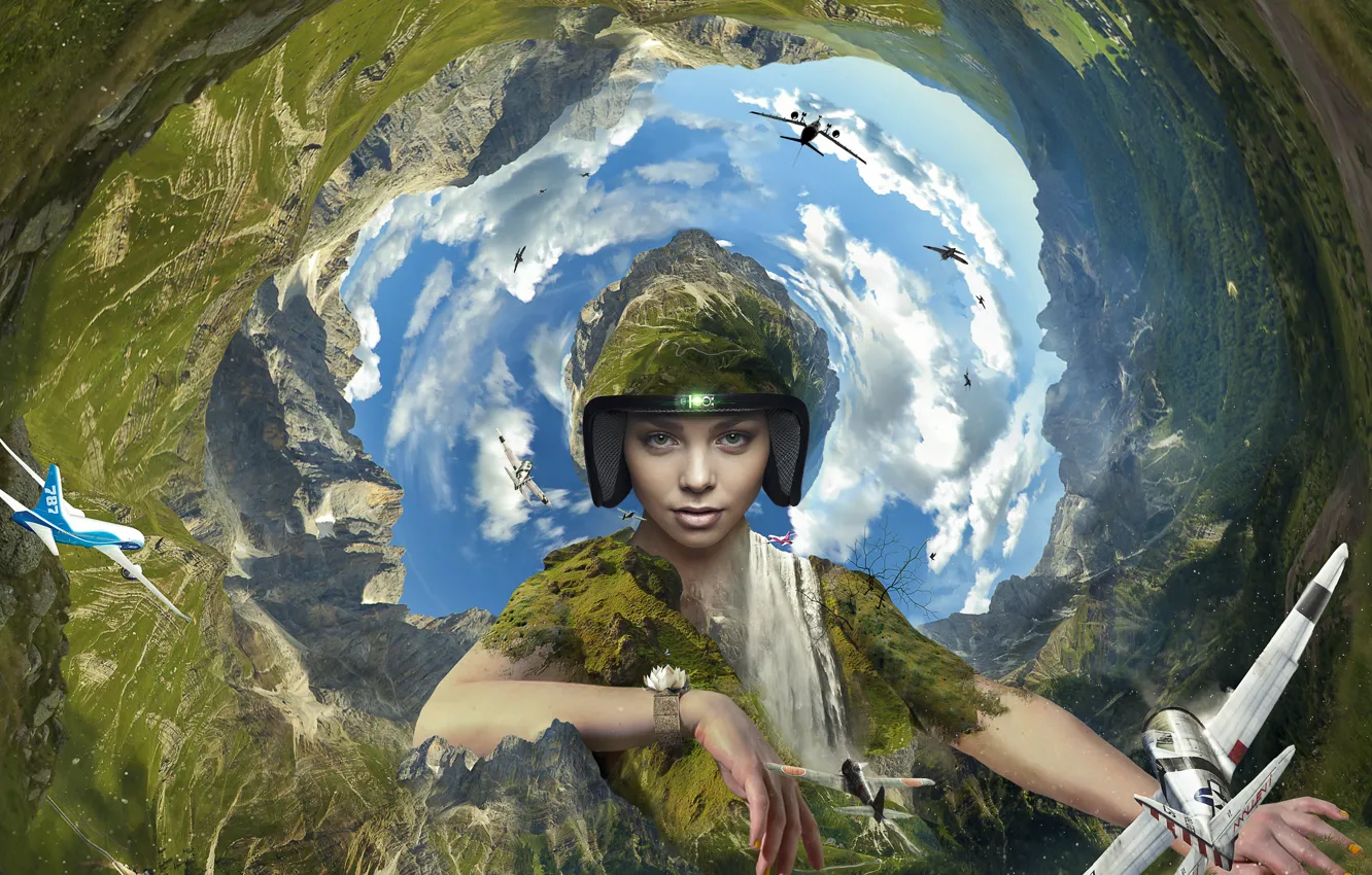 Photo wallpaper earth, air, aviation, pilot, effects