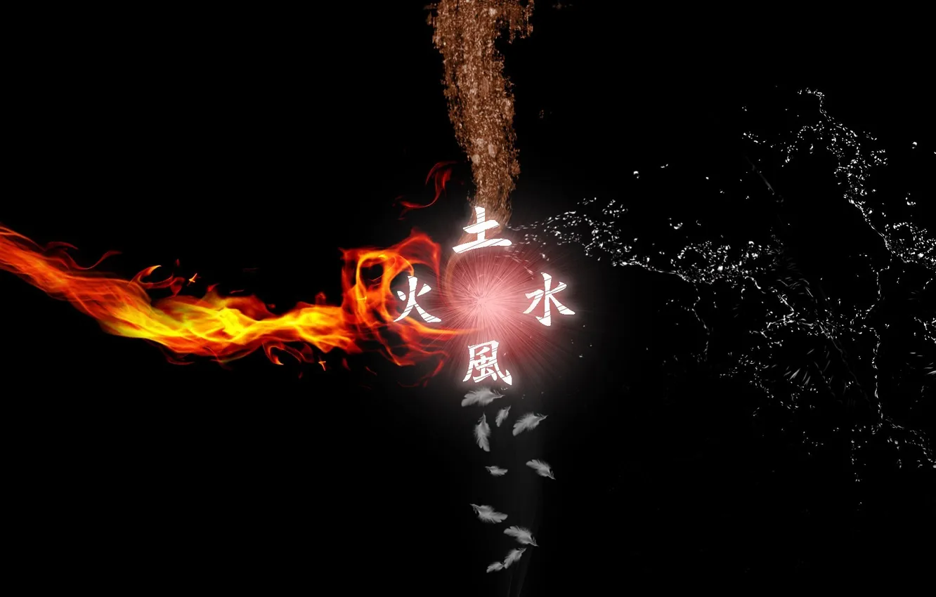 Photo wallpaper water, fire, earth, art, the air, Anime, black background, Avatar