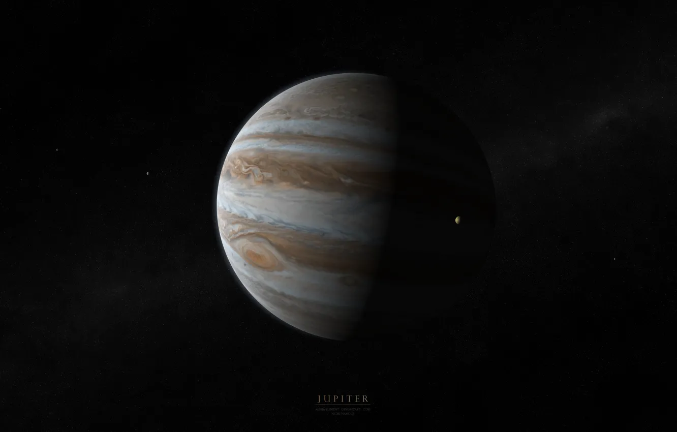Photo wallpaper planet, Jupiter, satellites, jupiter, gaz giant