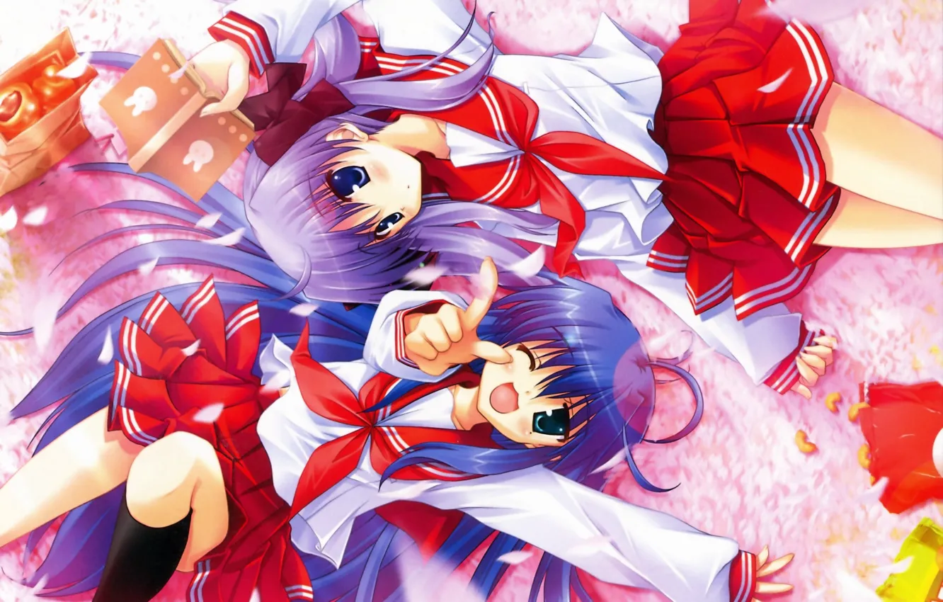 Photo wallpaper smile, schoolgirl, Lucky Star, Lucky star, Kaga, Konata