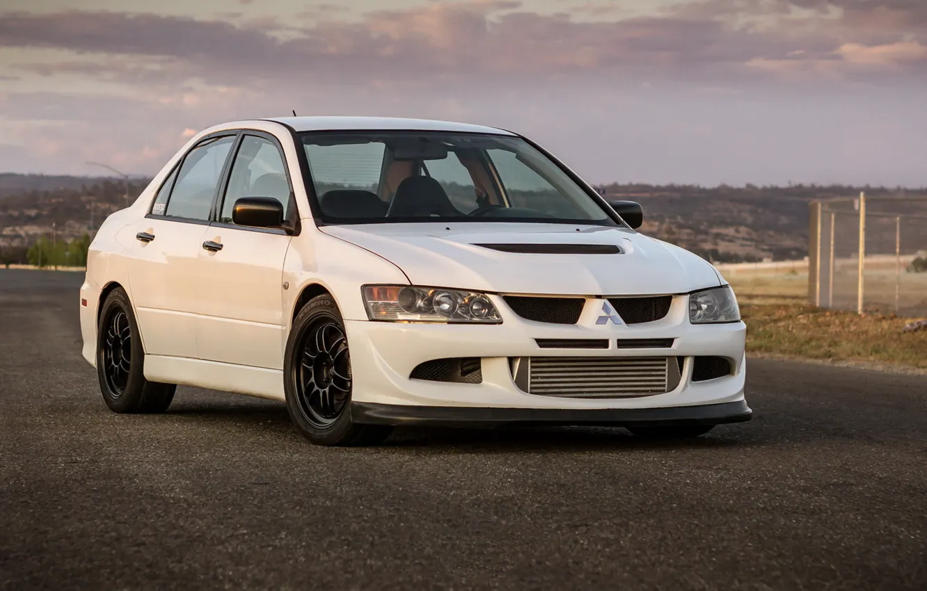 Photo wallpaper Mitsubishi, Lancer, Evolution, White, VIII