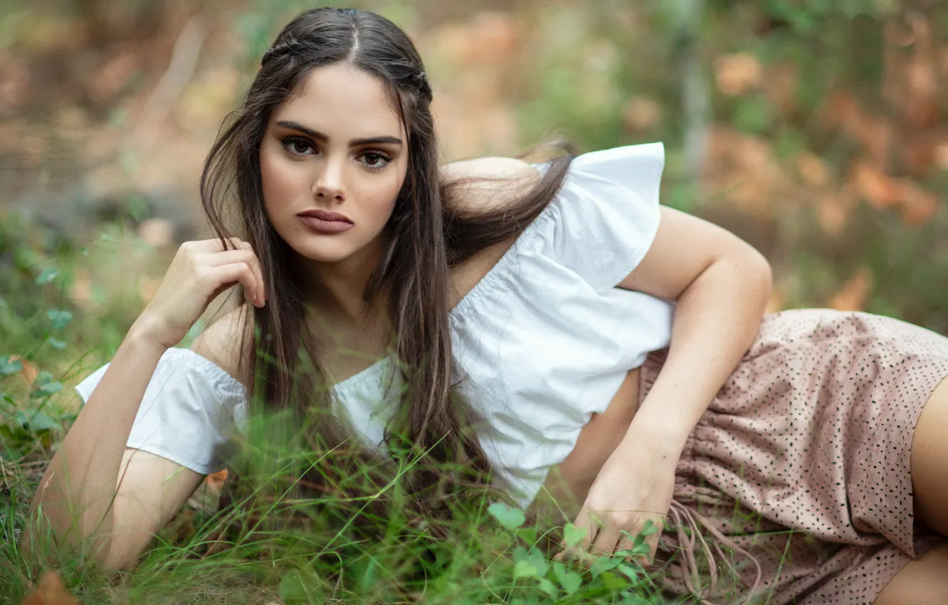 Photo wallpaper girl, nature, pose, Rosa Ortega