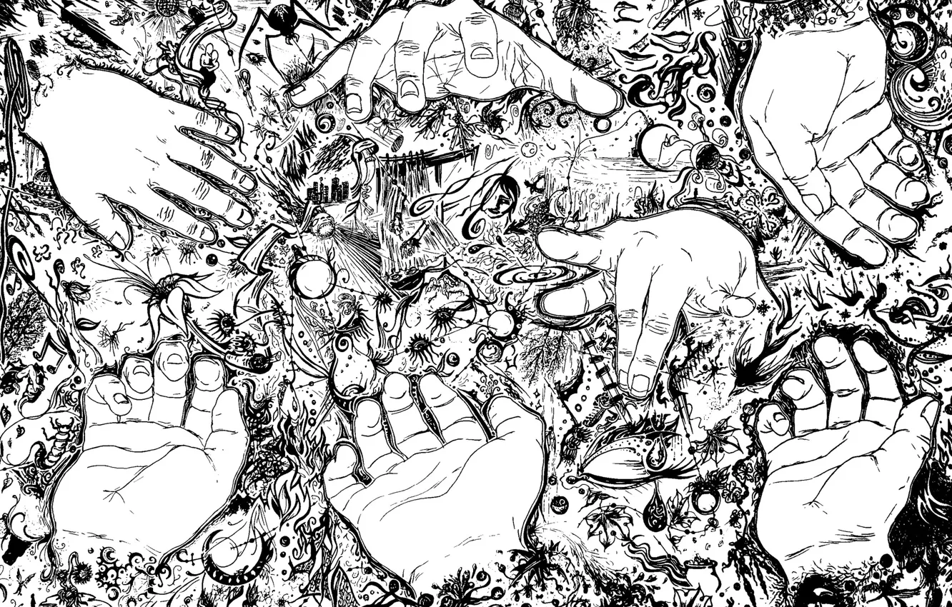 Photo wallpaper abstraction, figure, hands