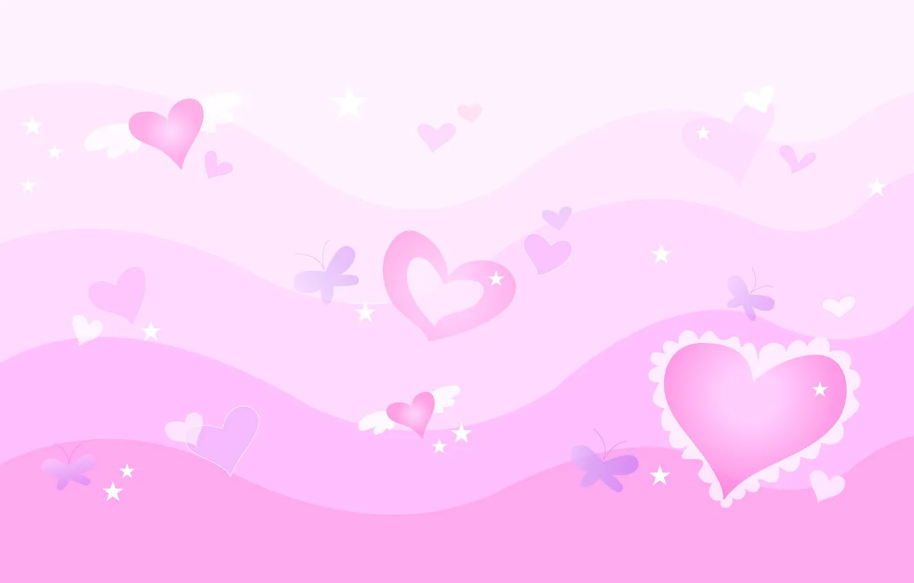 Photo wallpaper butterfly, heart, vector, postcard, Valentine's Day