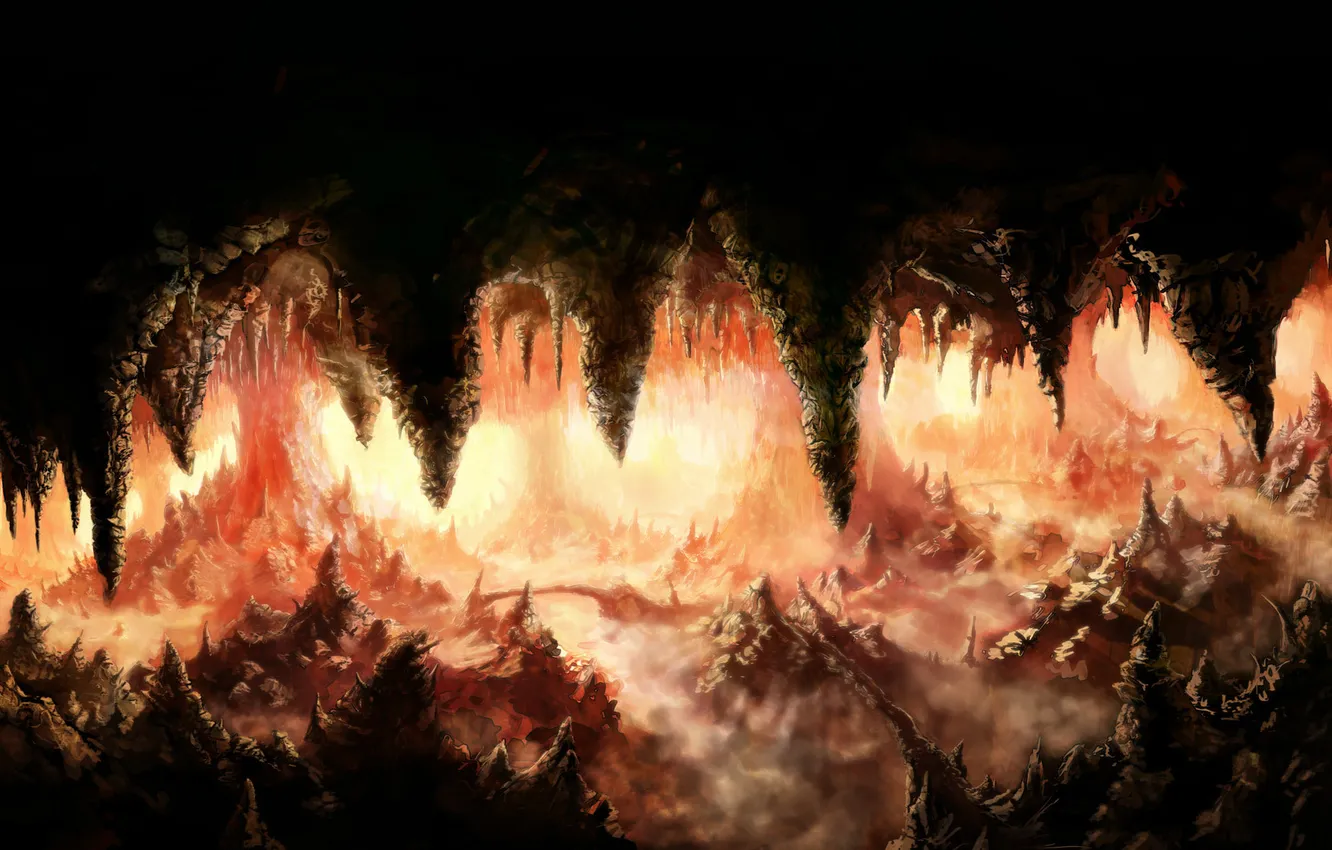 Photo wallpaper rocks, art, cave, stalagmites, stalactites