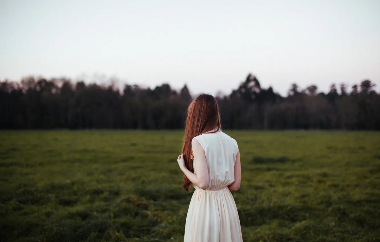Photo wallpaper girl, hair, dress