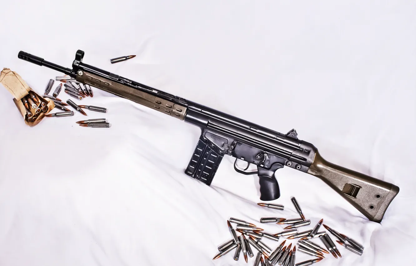 Photo wallpaper weapons, background, cartridges, rifle, automatic, Don't