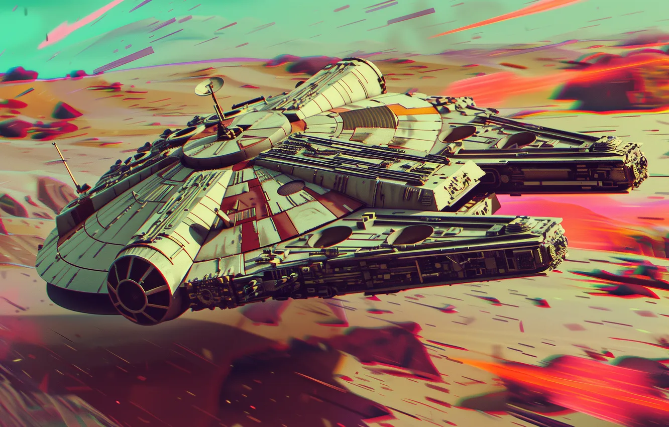 Photo wallpaper Star Wars, art, falcon millennium