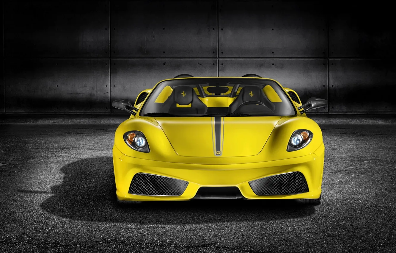 Photo wallpaper yellow, background, Wallpaper, sports car, Ferrari