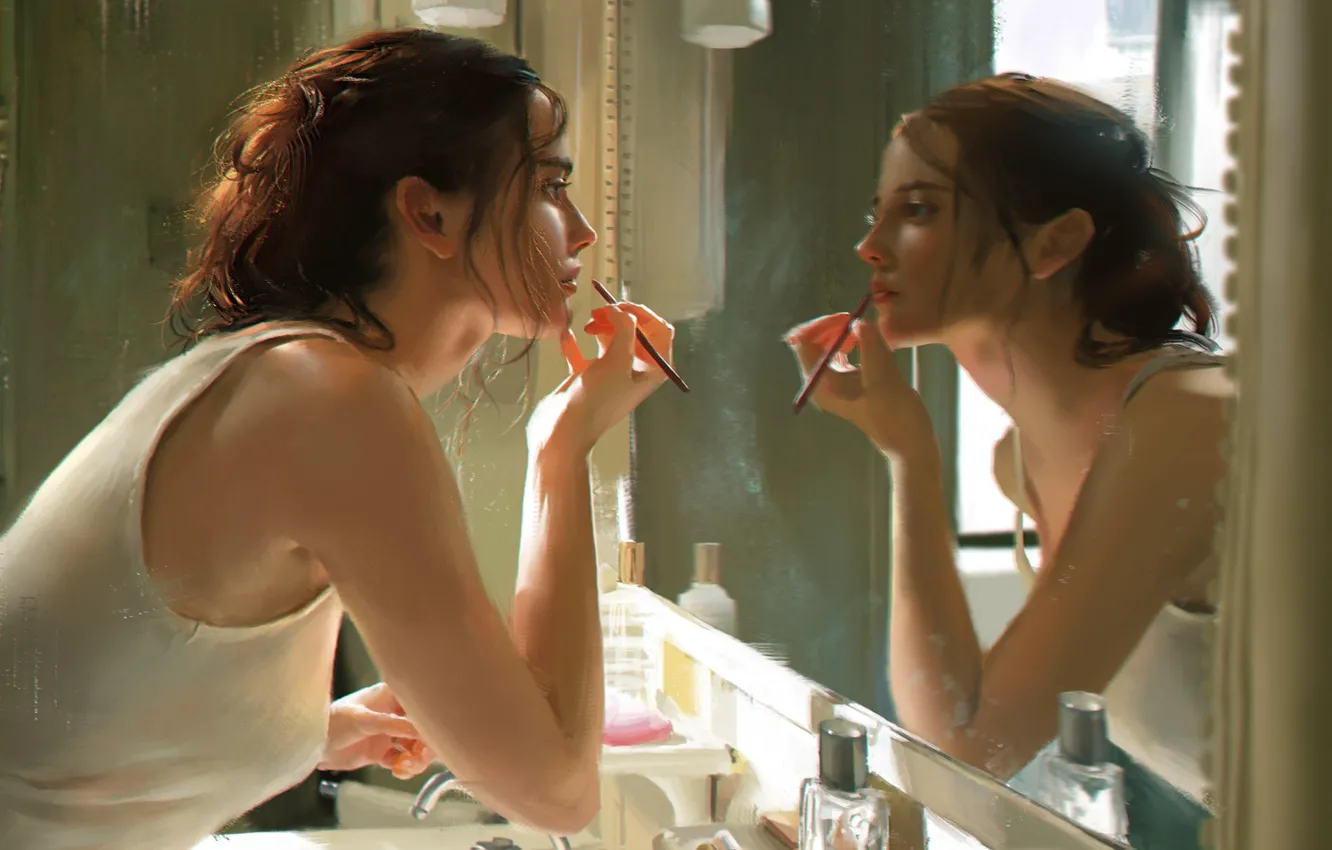 Photo wallpaper morning, art, makeup, make-up, jingyu shen, devushka