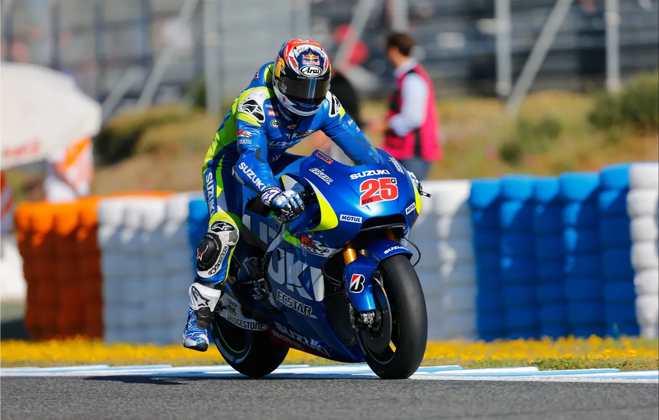 Photo wallpaper suzuki, MotoGP, Suzuki, braking, Maverick Vinales