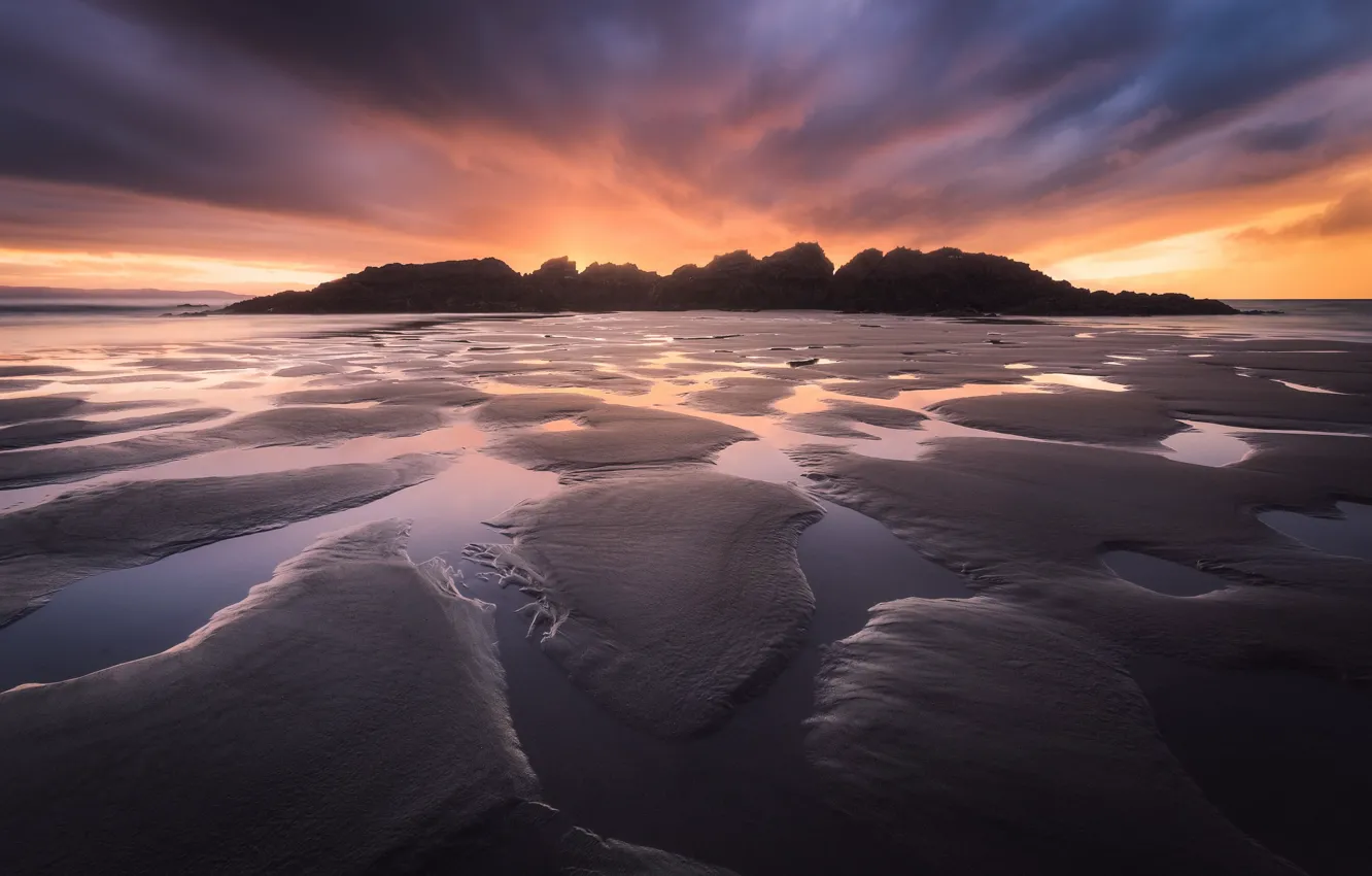 Photo wallpaper beach, the sky, water, nature, rocks, tide