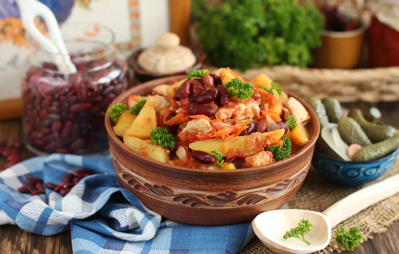 Photo wallpaper vegetables, beans, stew