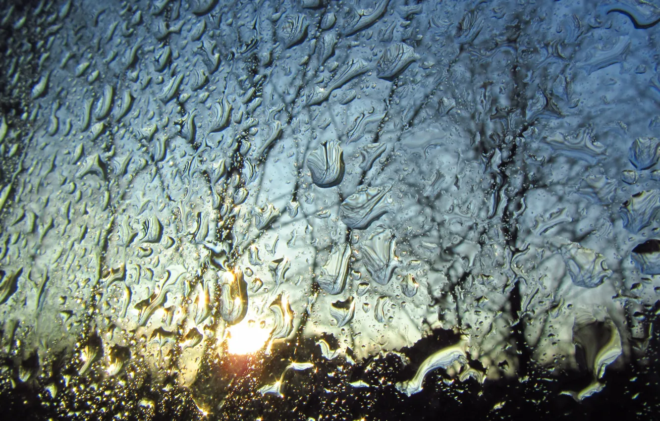 Photo wallpaper glass, clouds, rain, sky, Pure