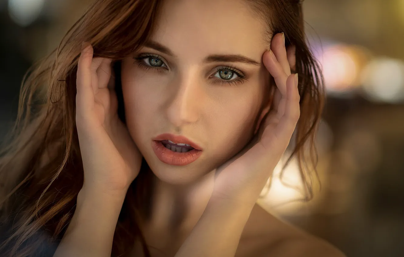 Photo wallpaper eyes, look, girl, sexy, portrait, beauty, bokeh, Sophia Blake
